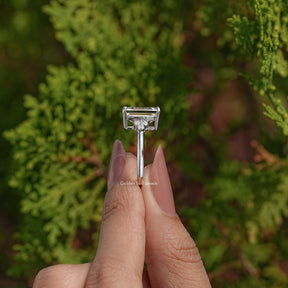 Old Mine Emerald Moissanite Engagement Ring