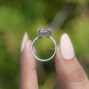 Old Mine Emerald Moissanite Solitaire Ring