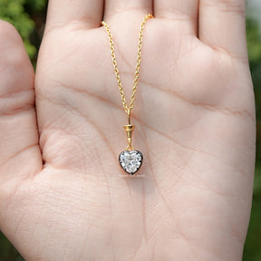 Detailed View Of Old Mine Heart Shaped solitaire pendant 