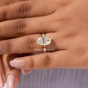 View of Crushed Ice Oval Cut Eternity Ring In finger