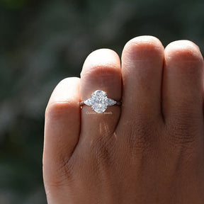 View of Moissanite 3 Stone Engagement Ring In White Gold