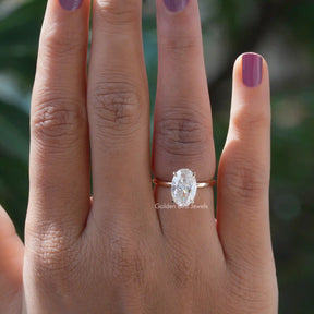 View of Oval Cut Moissanite Engagement Ring In Yellow Gold