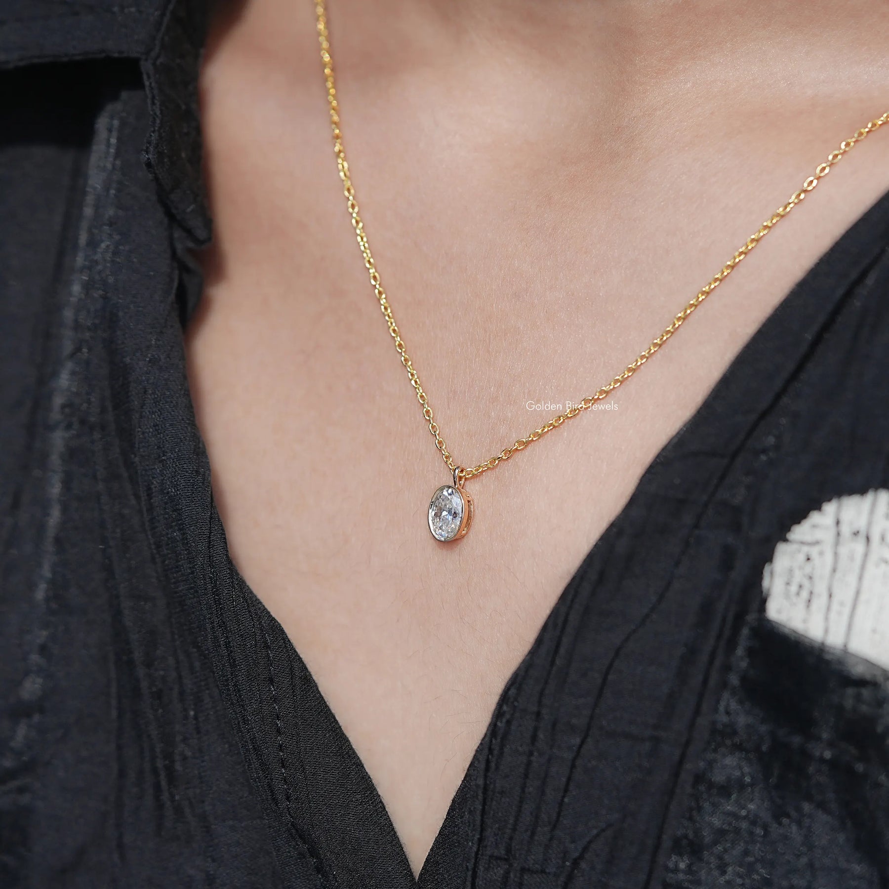Oval Cut Moissanite Solitaire Pendant
