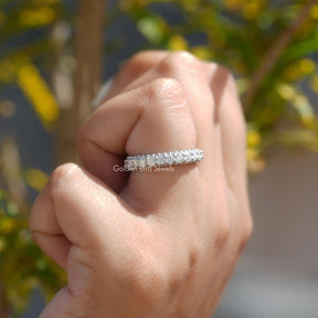 Round Cut Pave Set Moissanite Eternity Band
