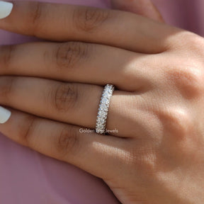 Round Cut Pave Set Moissanite Eternity Band