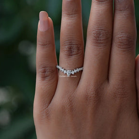 [Colorless Pear And Round Cut Chevron Eternity Wedding Band]-[Golden Bird Jewels]