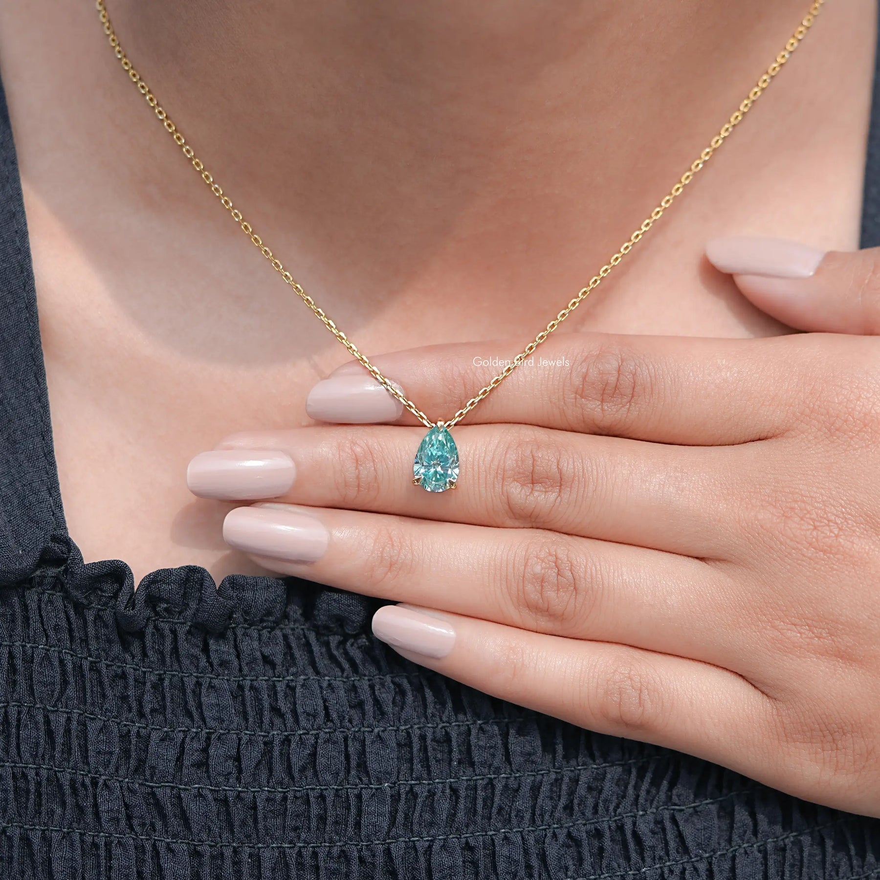 Moissanite Pear Cut Fancy Bridal Pendant