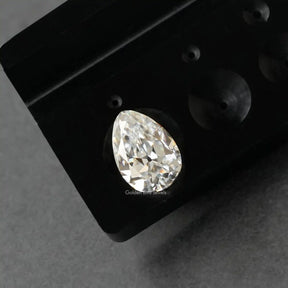 Close view of  Moissanite Old Mine Pear Cut Loose Stone