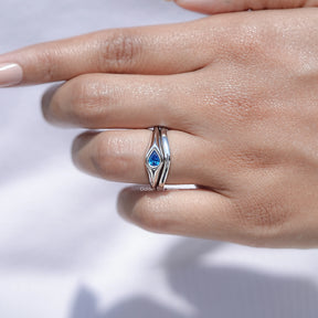 Close view of Pear Shaped Solitaire Moissanite Ring  