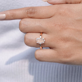 View of Pear Cut Portrait Cut Hexagon Moissanite Ring