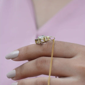 In hand showing view of moissanite pendant	 