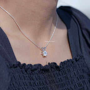 Moissanite Portuguese Cut Customized Pendant For Women