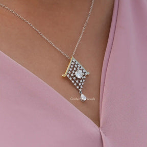 In neck front view of Portuguese cut pendant