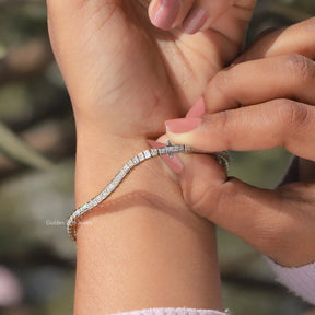 Back view of moissanite Princess cut bracelet