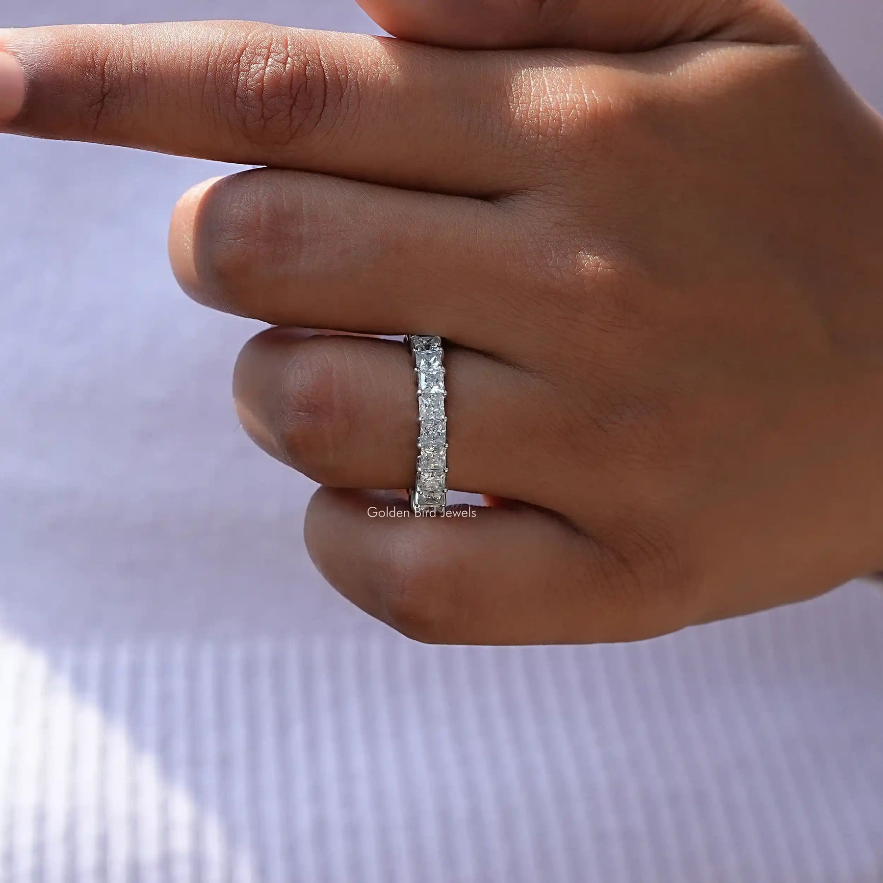 [Princess Cut Full Eternity Wedding Band]-[Golden Bird Jewels]