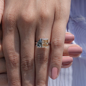 Radiant And Pear Cut Moissanite Toi Moi Ring