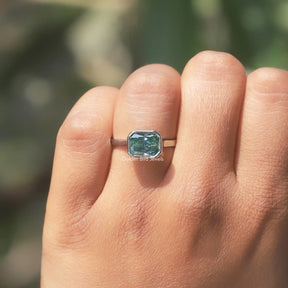 View of Radiant Cut Engagement Ring In White Gold