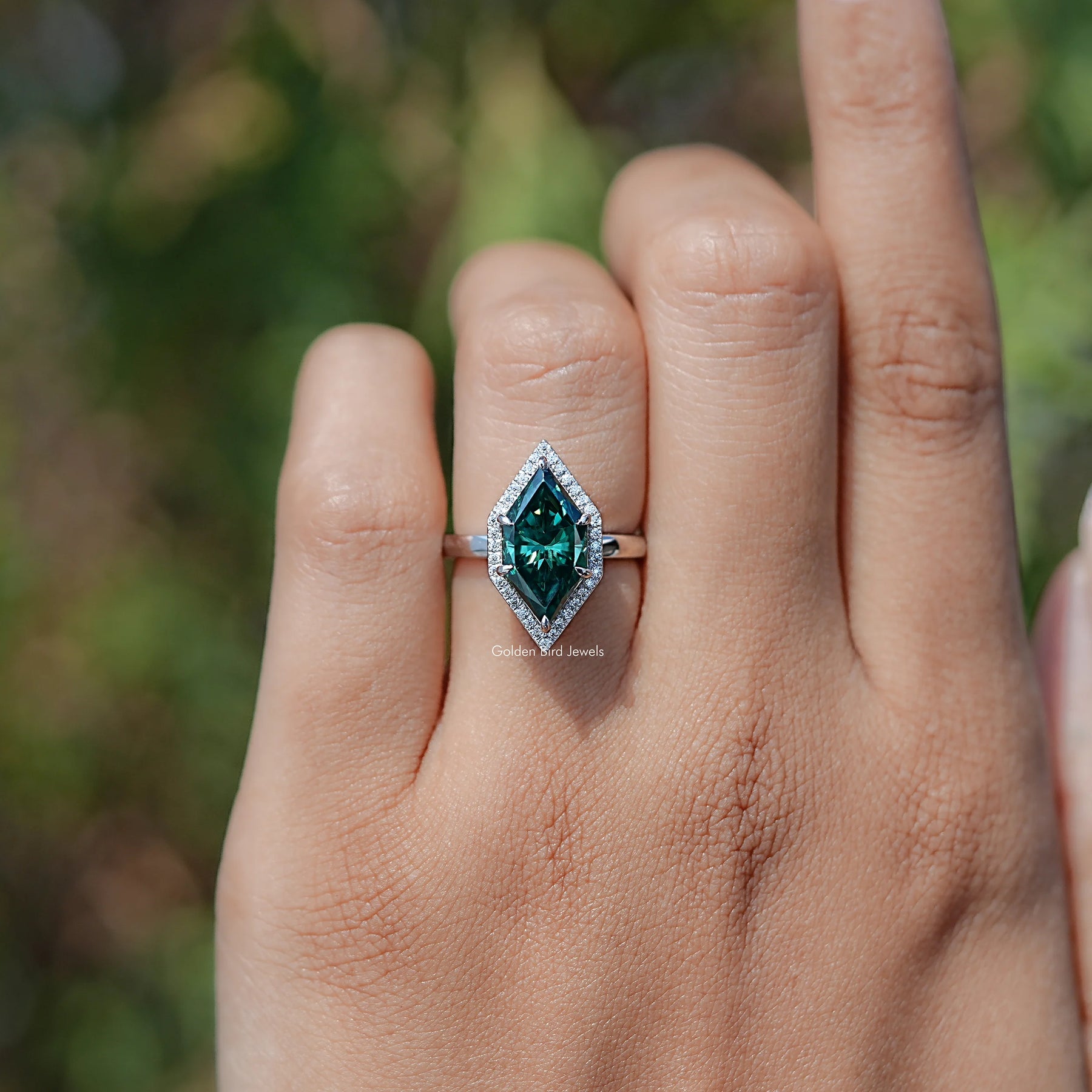 Dutch Marquise Moissanite Halo Engagement Ring