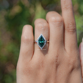 Dutch Marquise Moissanite Halo Engagement Ring