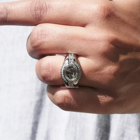 Oval Cut Moissanite Halo Ring In White Gold