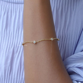 In front view of moissanite round Shape Bracelet