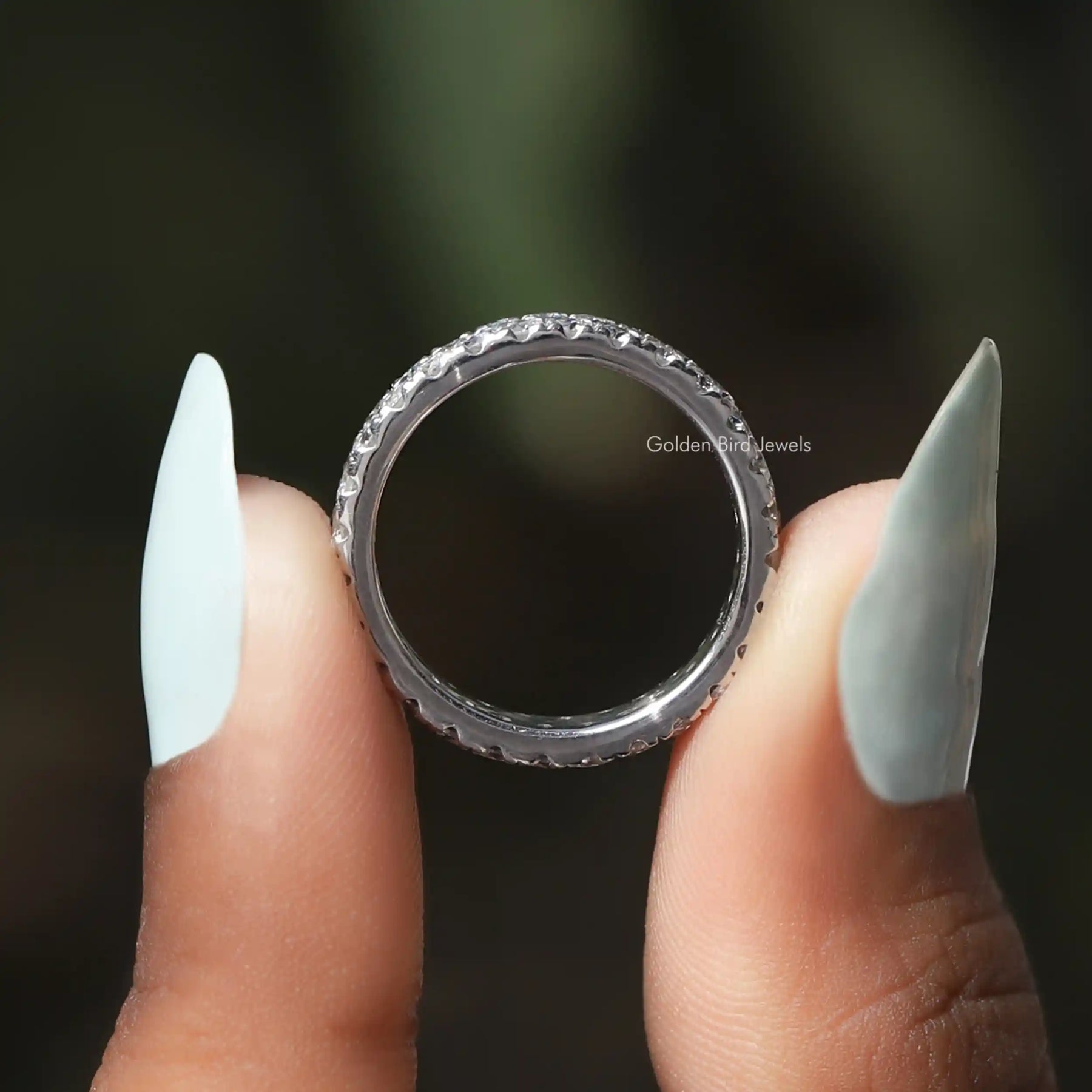 [Round Cut Moissanite Full Eternity Wedding Band]-[Golden Bird Jewels]
