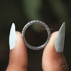 [Round Cut Moissanite Full Eternity Wedding Band]-[Golden Bird Jewels]
