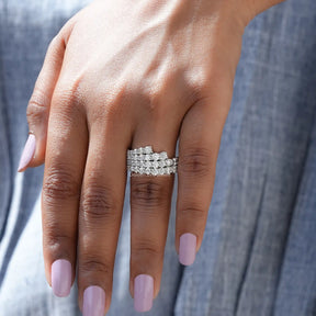 Detailed View Of Round Cut Moissanite Eternity Band In White Gold