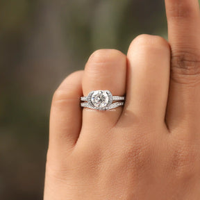 Detailed View Of Round Cut Moissanite Halo Ring