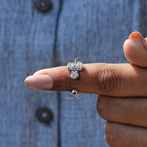 Round Cut Moissanite Open Cuff Wedding Ring