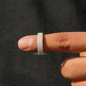 Full view of moissanite Ring in unique shape 
