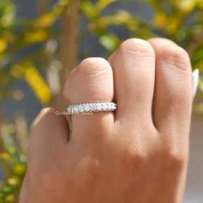 Round Cut Pave Set Moissanite Eternity Band