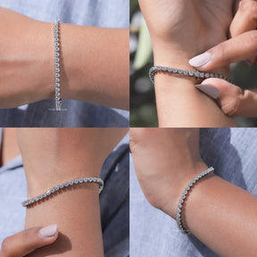 Front back side and close view of moissanite tennis bracelet 