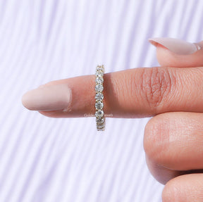 [White Gold Round Cut Eternity Band]-[Golden Bird Jewels]