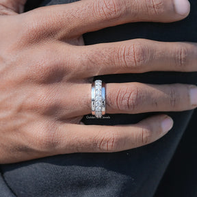 View of Round Shaped Solitaire Men's Band in prongs setting