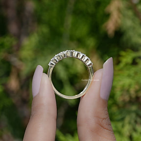 Round Moissanite Two Row Half Eternity Matching Band