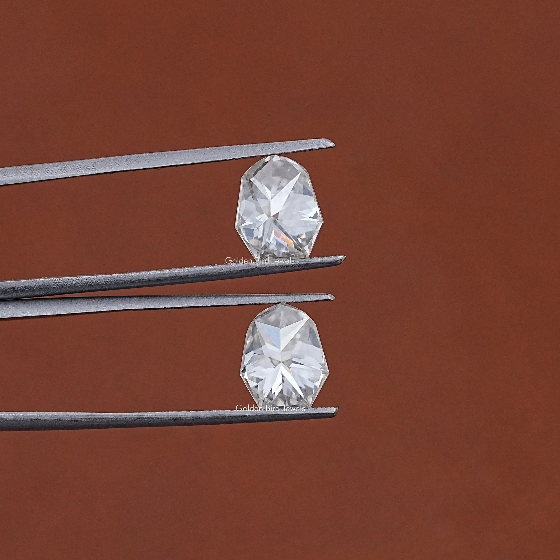 Front View Of Shield Cut Loose Moissanite Pair	