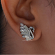 [Moissanite Tapered Baguette Cut Swan Earrings]-[Golden Bird Jewels]