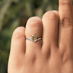 View of Moissanite Radiant Cut Solitaire Ring In finger