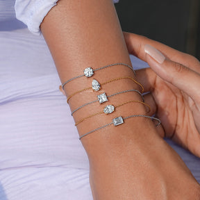 In hand showing a view of lab diamond bracelet