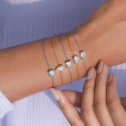 Full view of diamond bracelet in unique shape