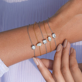 Full view of diamond bracelet in unique shape