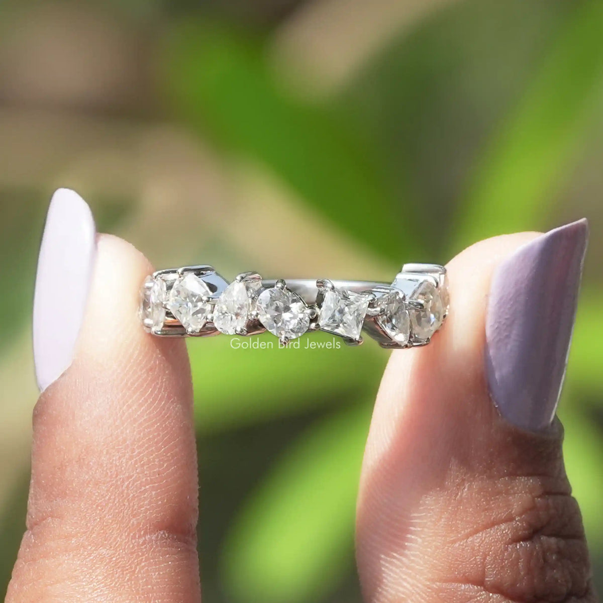 Multi Shape Pear-Princess Moissanite Eternity Band