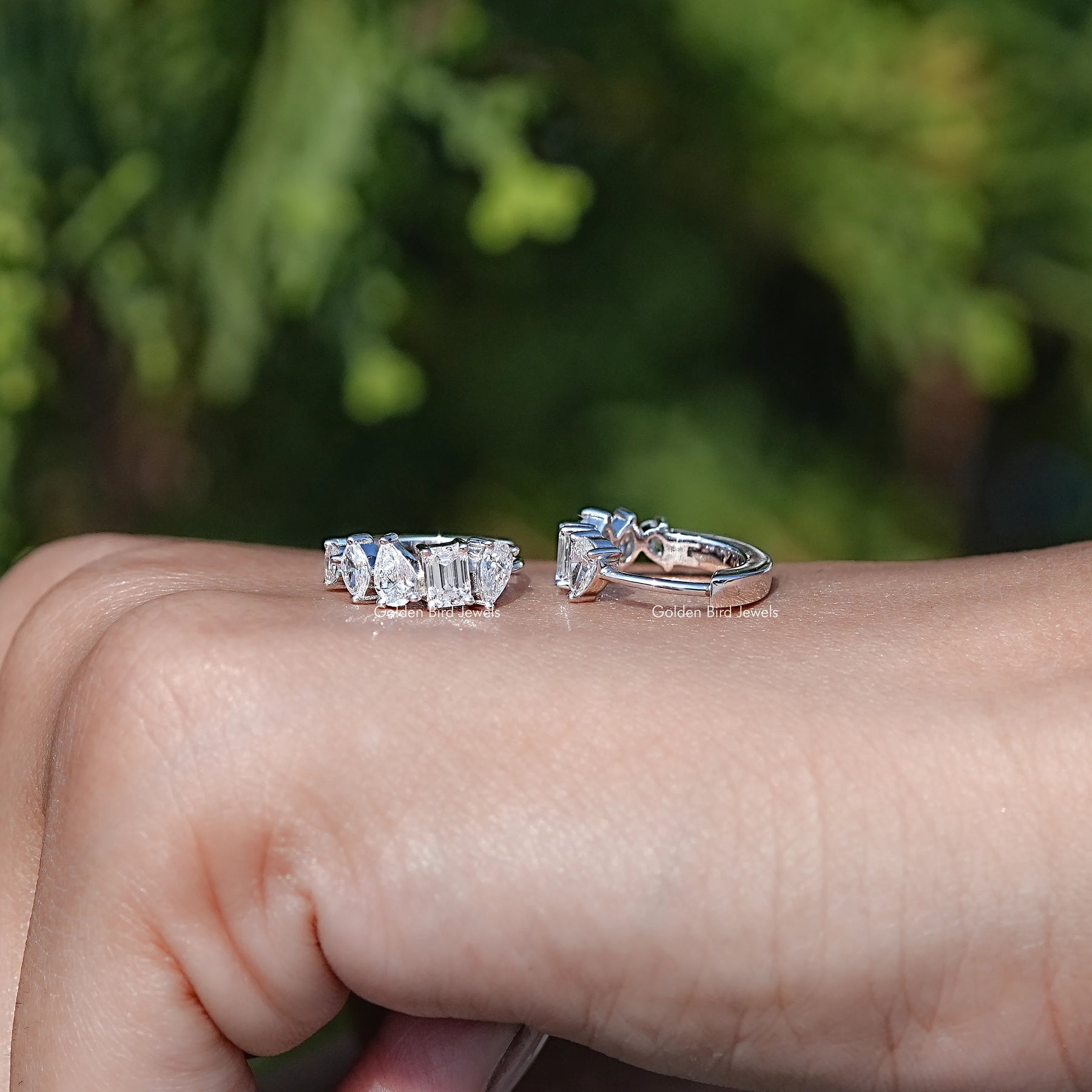Multi Shaped Lab Diamond Huggie Hoop Earrings