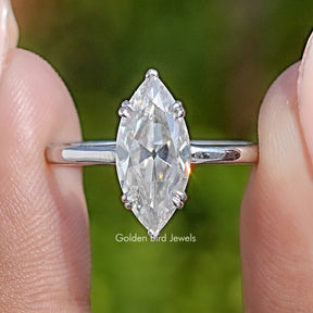 Near Colorless Old Mine Marquise Moissanite Ring