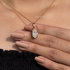 Side View Of Old Mine Oval Moissanite Pendant