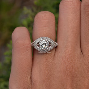 OEC Round Art Deco Moissanite Ring For Her