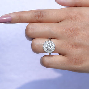 Old European Round Cut Moissanite Halo Bridal Ring