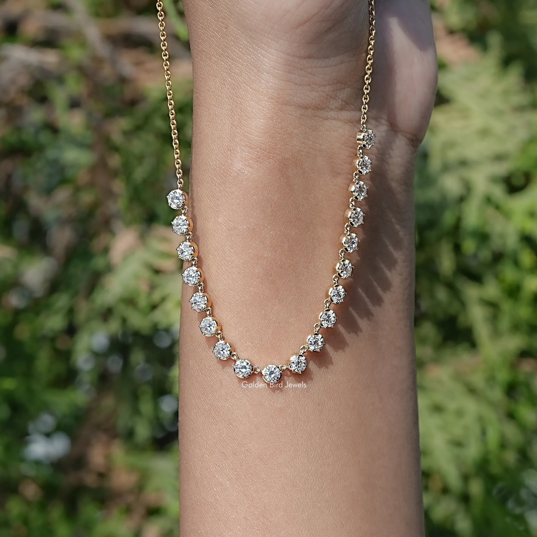 Old European Round Cut Moissanite Necklace