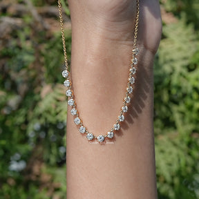 Old European Round Cut Moissanite Necklace